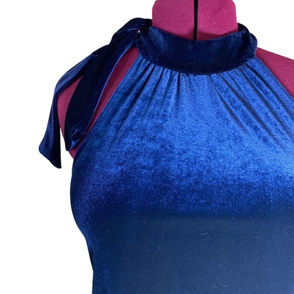Bodycon Stretch Velvet Vintage Maria Gabrielle Tunic Halter Top Womens Large - Picture 2 of 5